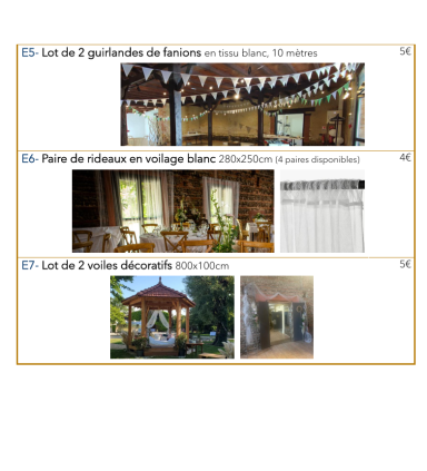 Location de décoration événementielle privée à Toulouse - Guirlandes et décorations murales fanions en tissu, voilages