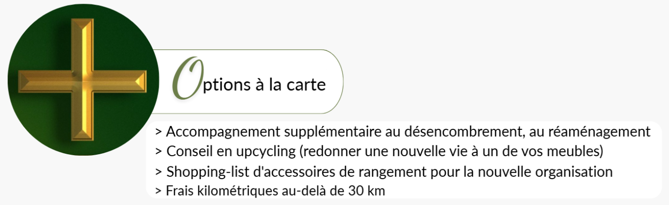 Découvrez les tarifs des options en désencombrement, décoration et aménagement intérieur à Toulouse - Projet personnalisé et optimisé.